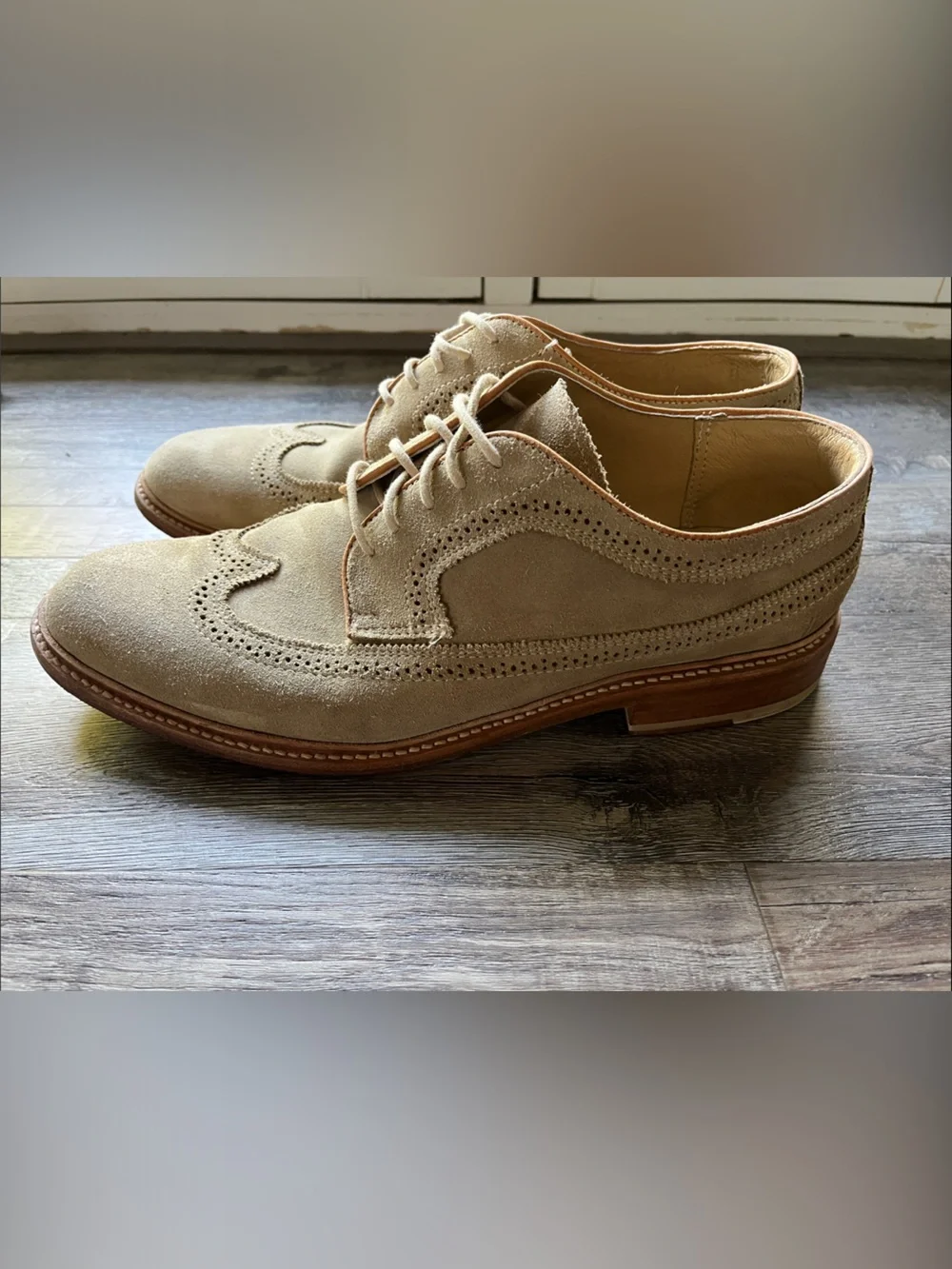 Frye Men's Suede Wingtip Oxfords in Light Tan